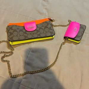 NEW COACH Signature Neon Crossbody & Coin Purse